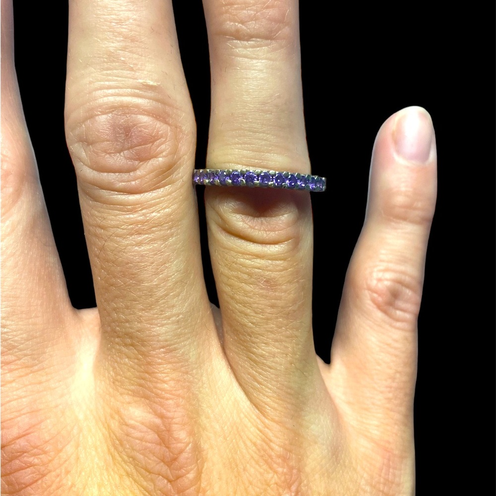 Sterling silver ring purple stones